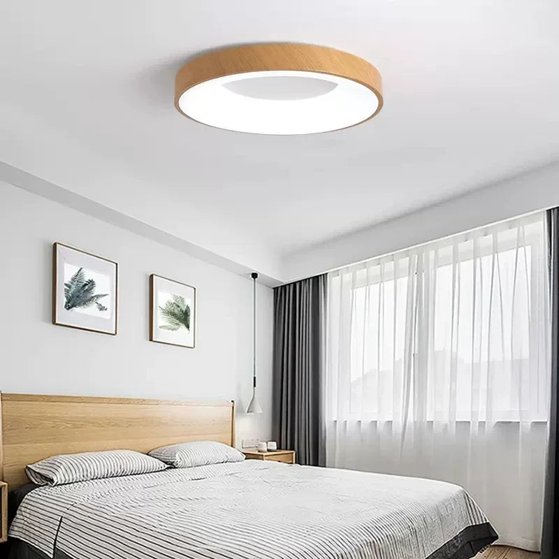 plafonnier chinois Ultra-mince rond en Grain de bois - vue 4 sur 16