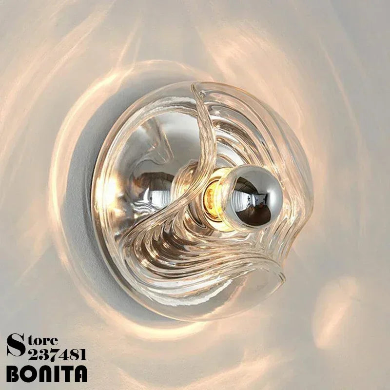 Applique murale ronde en verre effet d'eau rétro