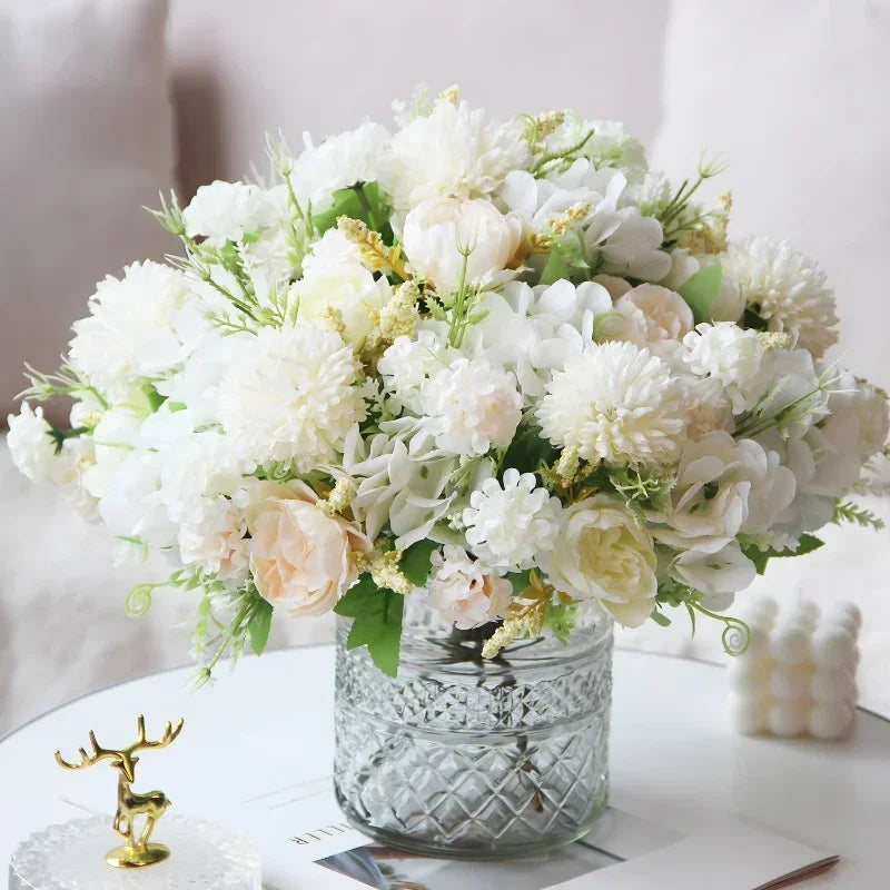 bouquet d'hortensias de pivoines artificielles pour décoration festive - vue 4 sur 11