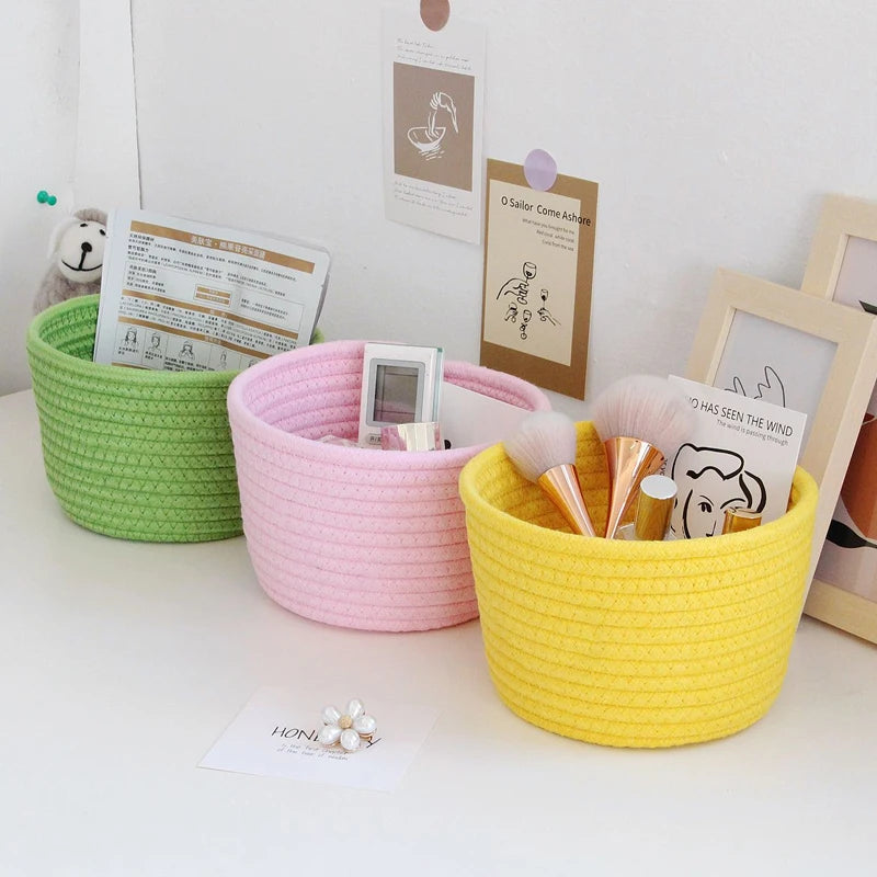 paniers de rangement en corde de coton pour jouets et objets divers - vue 3 sur 12