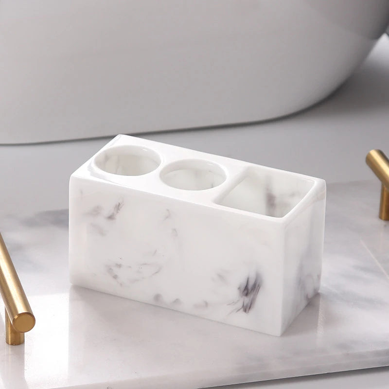 support brosse à dents créatif en résine marbrée multifonction - vue 5 sur 7