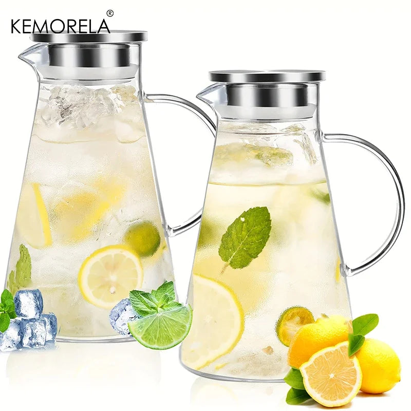 Carafe en verre avec tasses poignée grande capacité