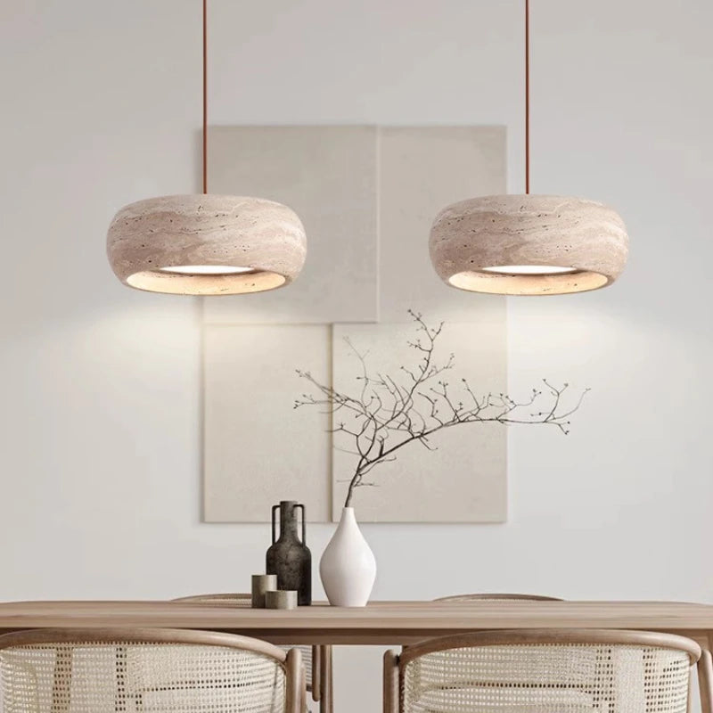 LED-Pendelleuchte im Wabi-Sabi-Stil aus Stein für die Inneneinrichtung - vue 5 sur 8