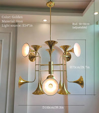 plafonnier led design corne d'or pour décoration intérieure créative
