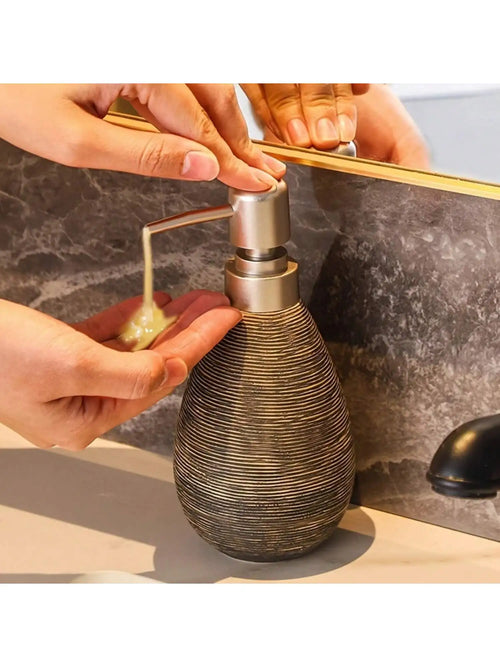 Creative Retro Style Ceramic Push-Type Soap Dispenser With Pump,  Hand Soap Bottle, Suitable For Bathrooms Kitchens And Toilets - vue 5 sur 11