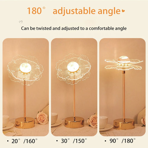 Lampe de table rétro or acrylique papillon LED lampe de bureau hôtel villa art décor LED lampe de table salon chevet LED veilleuses