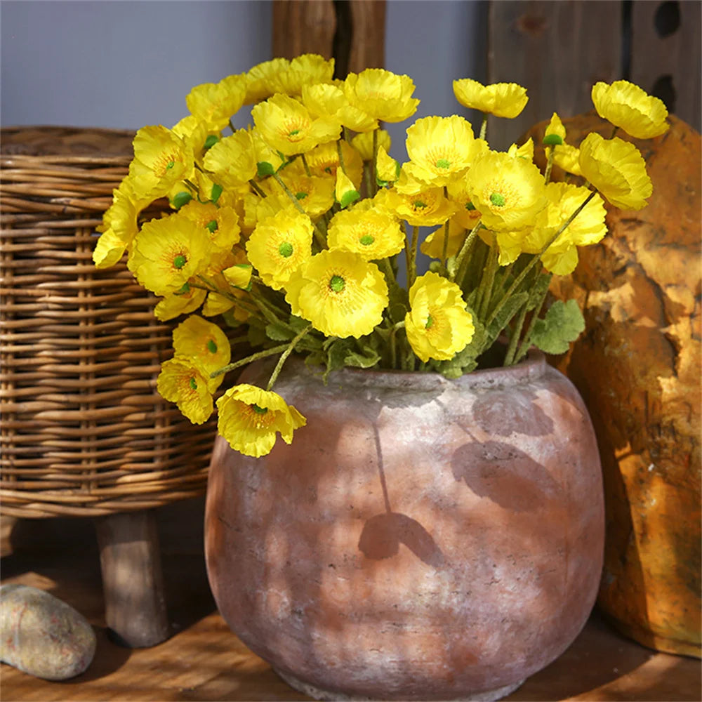 fleurs artificielles coquelicots en soie pour décorations et bouquets - vue 3 sur 12