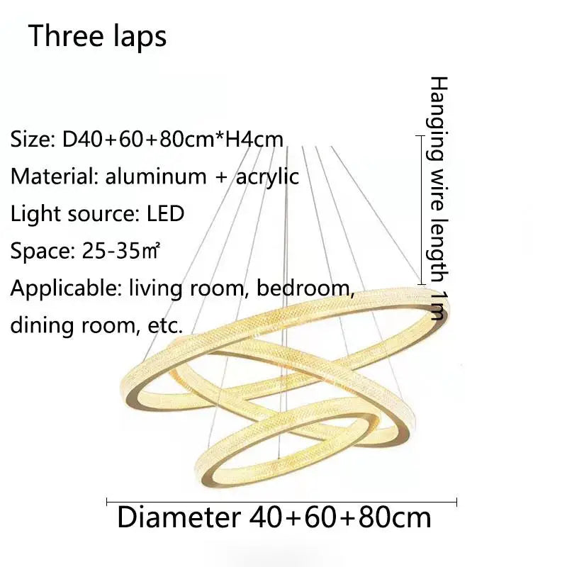 lustre en cristal moderne avec anneau à led pour décoration intérieure - vue 8 sur 8