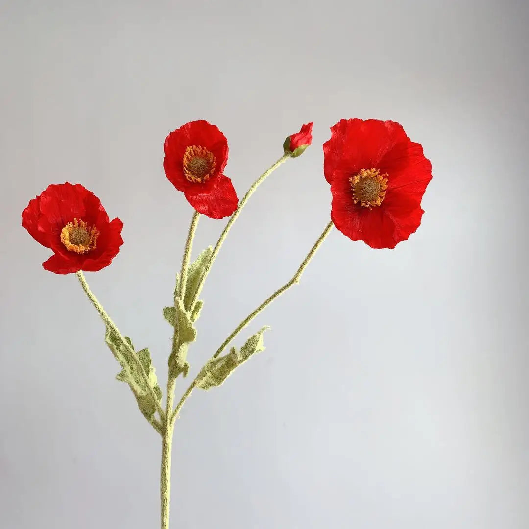 bouquet de fleurs artificielles pavot pour décoration maison jardin fête - vue 22 sur 26