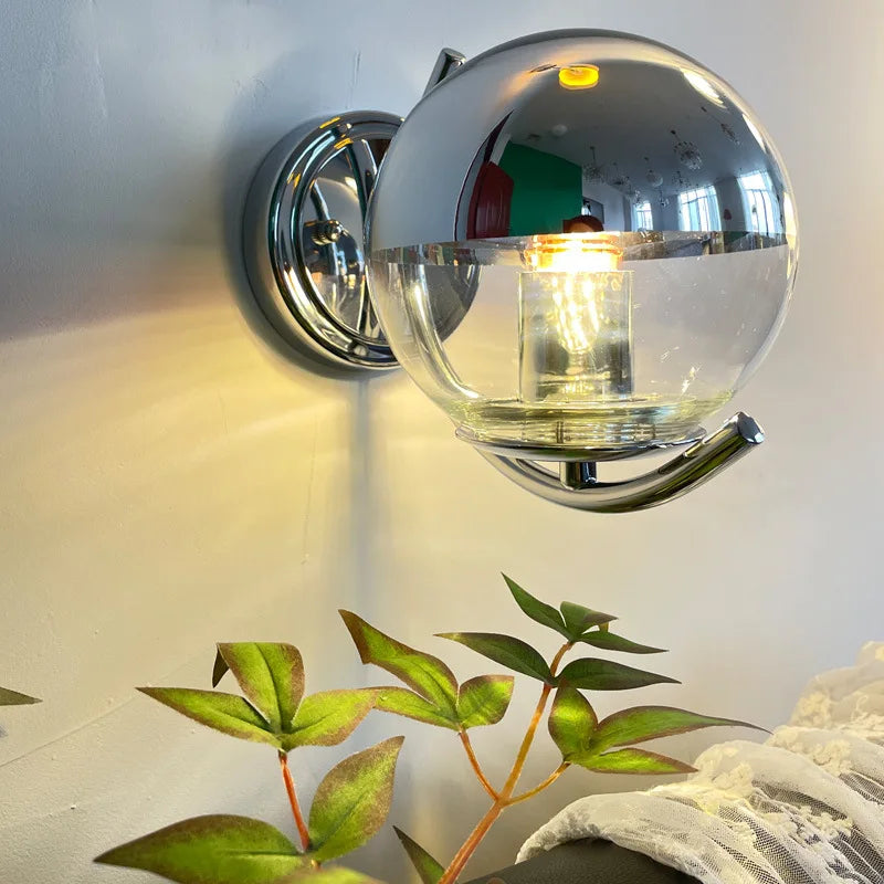 applique murale moderne minimaliste en argent à bulles en verre - vue 4 sur 7