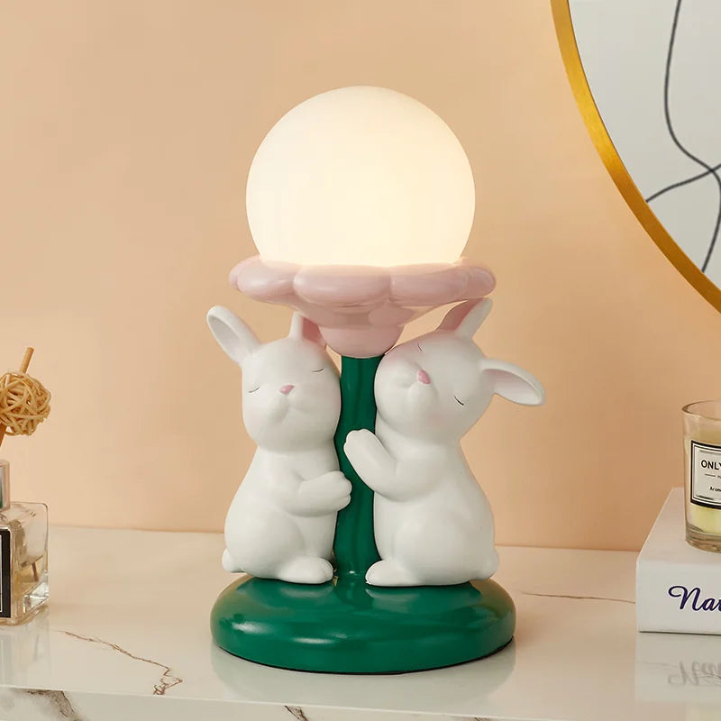 lampe de bureau nordique kawaii en forme de lapin en résine