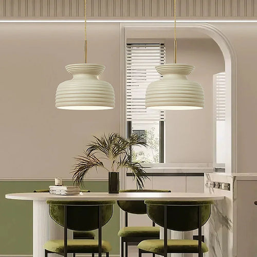 Nordischer Minimalistischer LED-Kronleuchter im Creme-Stil für Restaurants - vue 3 sur 16