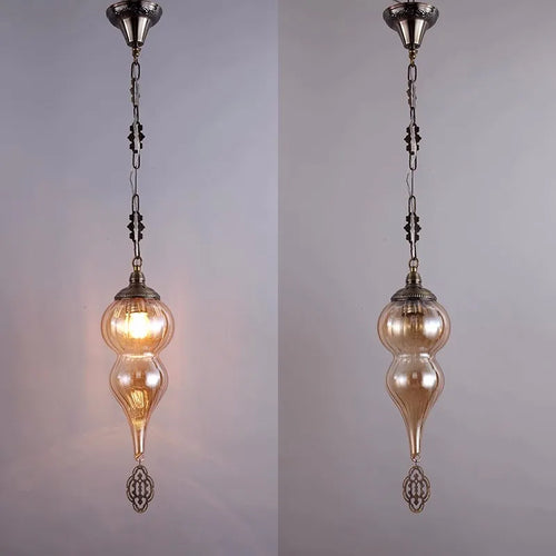 suspension vintage bohème en verre craquelé fait main