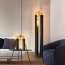 lampadaire moderne en fer et verre avec lumière led décorative
