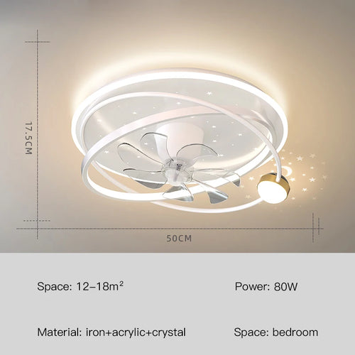 Moderner Kronleuchter mit Beleuchtung und intelligentem Deckenventilator für den Innenbereich - vue 11 sur 10