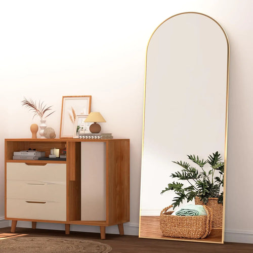 CASSILANDO Arched Full Length Mirror 64" x 21", Floor Standing Mirror, Unique Vertical Mirror, Gold Metal Frame Mirror - vue 2 sur 8