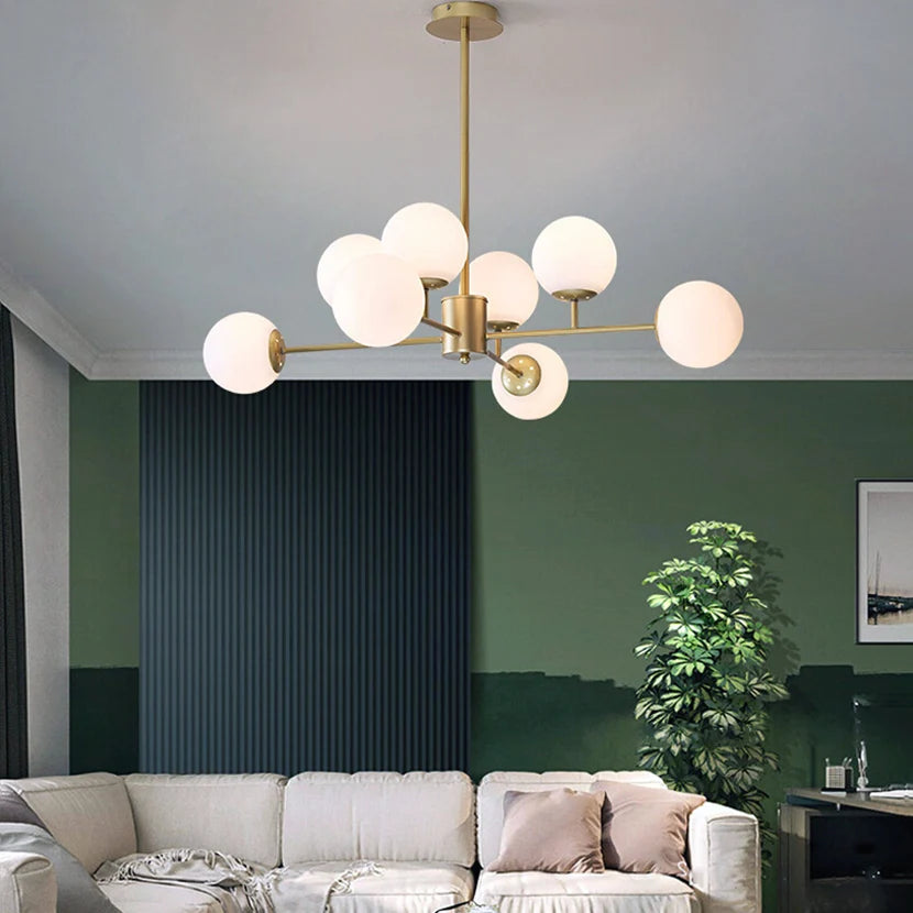sandyha moderne led lustre en verre moléculaire de luxe - vue 4 sur 9