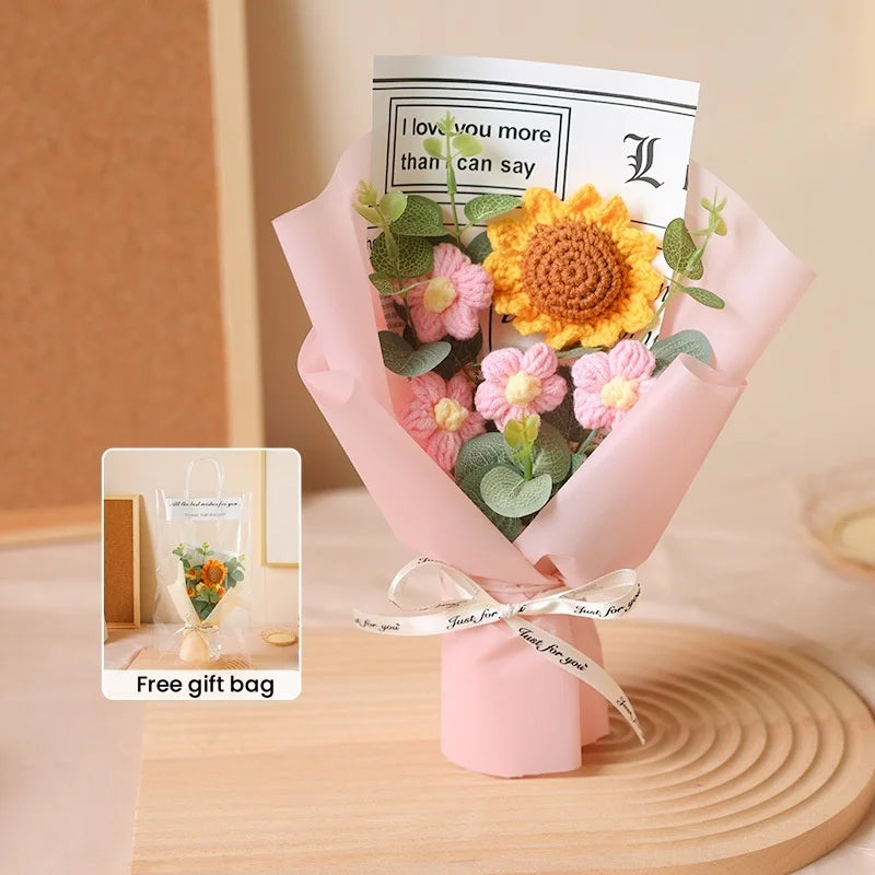 bouquet de tournesols au crochet fait main pour cadeaux et décorations - vue 11 sur 13