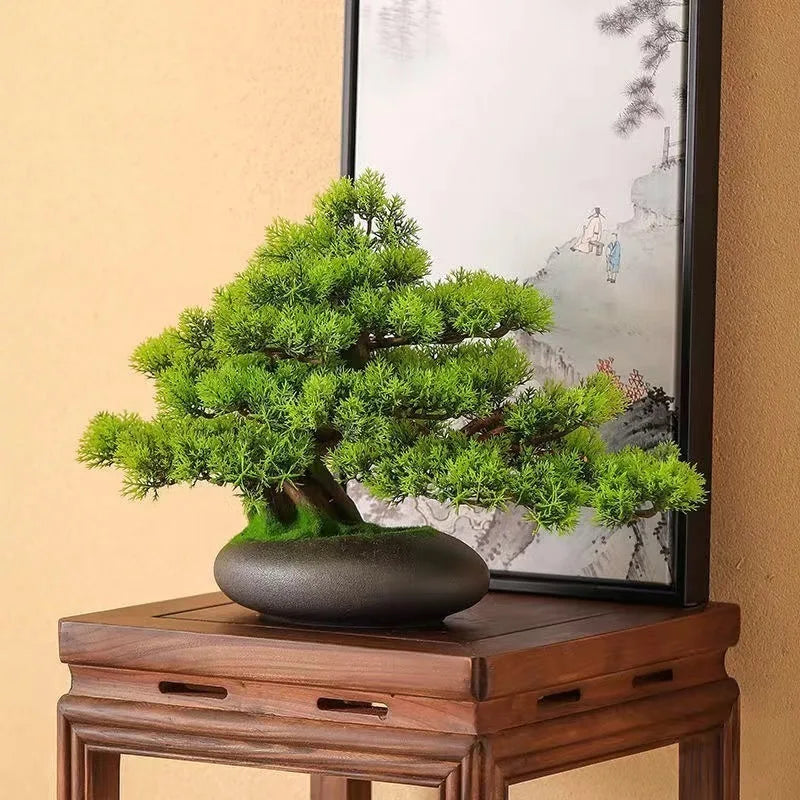 DIY Potted Bonsai for Home Decoration, False Tree, Living Room, Chinese Style, Hotel Porch Landscape, Green Plant Decoration