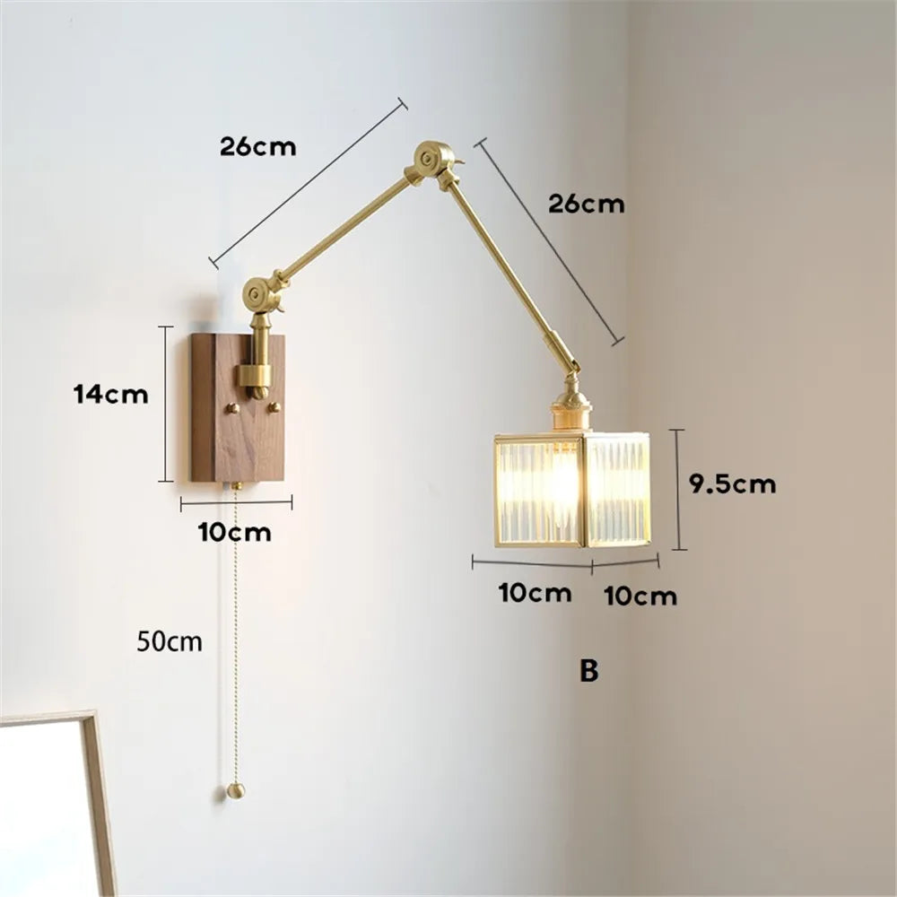 Retro-Wandleuchte mit schwenkbarem Arm und Glas-Lampenschirm - vue 8 sur 9
