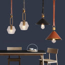 lustre moderne en cuir avec suspension lumière et verre cristal