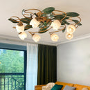 Französische Retro-Deckenleuchte mit Blumen aus Kupfer für Wohnzimmer und Schlafzimmer