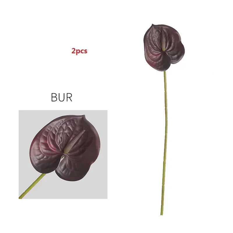 feuilles d'anthurium artificielles pour décoration florale et jardin - vue 17 sur 24