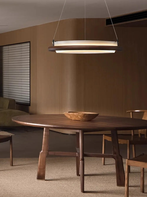 lustre led en bois noir décoration moderne lampes suspendues
