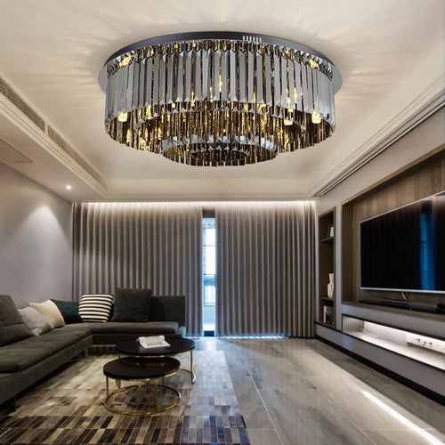 Moderne Luxus-LED-Deckenleuchte aus Kristall für stilvolle Wohnräume - vue 6 sur 9