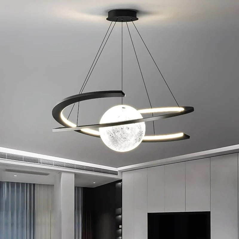Modern minimalist LED dining room chandelier Nordic personality indoor living room lights, kitchen bar decoration chandelier