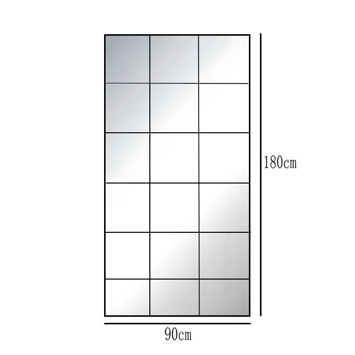 French retro decorative full-length mirror, square lattice false window to increase the sense of space, wall-mounted household m