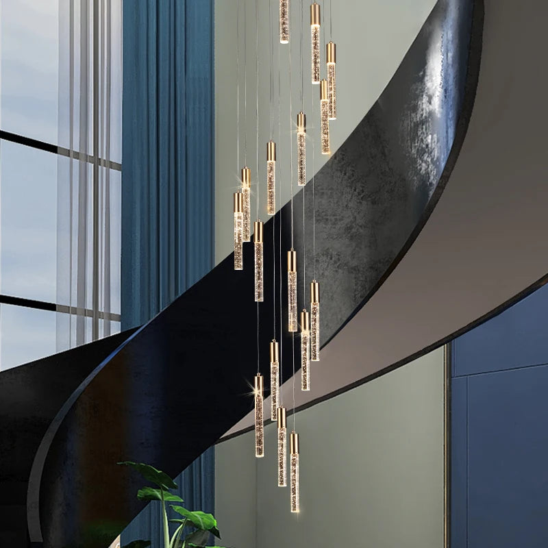 Lustre en cristal design cylindrique - vue 5 sur 12