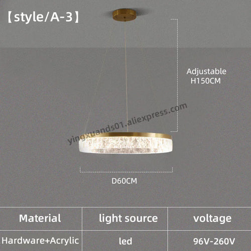 lustre moderne à anneau circulaire pour décoration intérieure - vue 10 sur 11