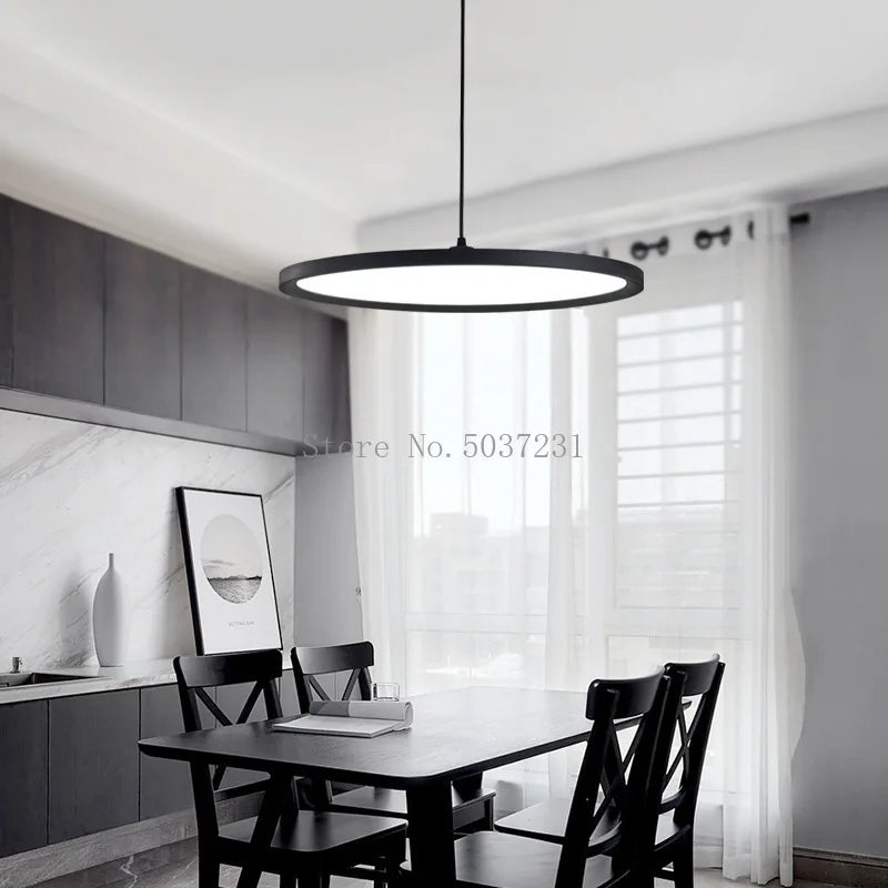 Moderner LED-Kronleuchter im minimalistischen nordischen Design Kreisförmig - vue 3 sur 12