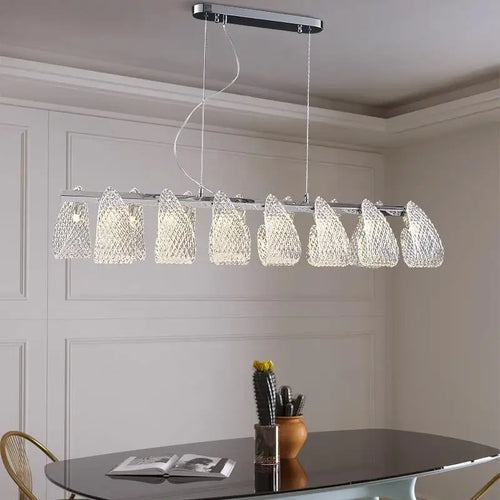 Minimalistischer Kronleuchter aus Glas mit floralem Design für moderne Innenräume - vue 3 sur 12