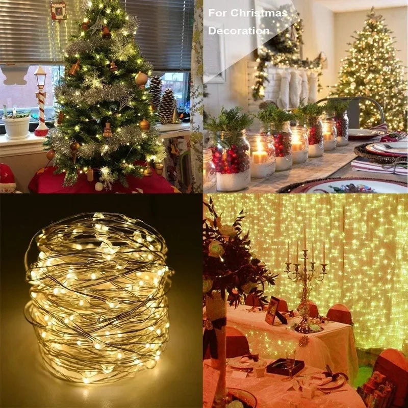 guirlande lumineuse led cuivre 20m 8 modes télécommande décoration extérieure - vue 7 sur 9