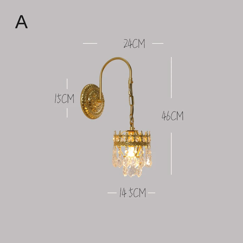 Klassisch geschnitzte Retro-Wandleuchte aus Kristall im europäischen Design