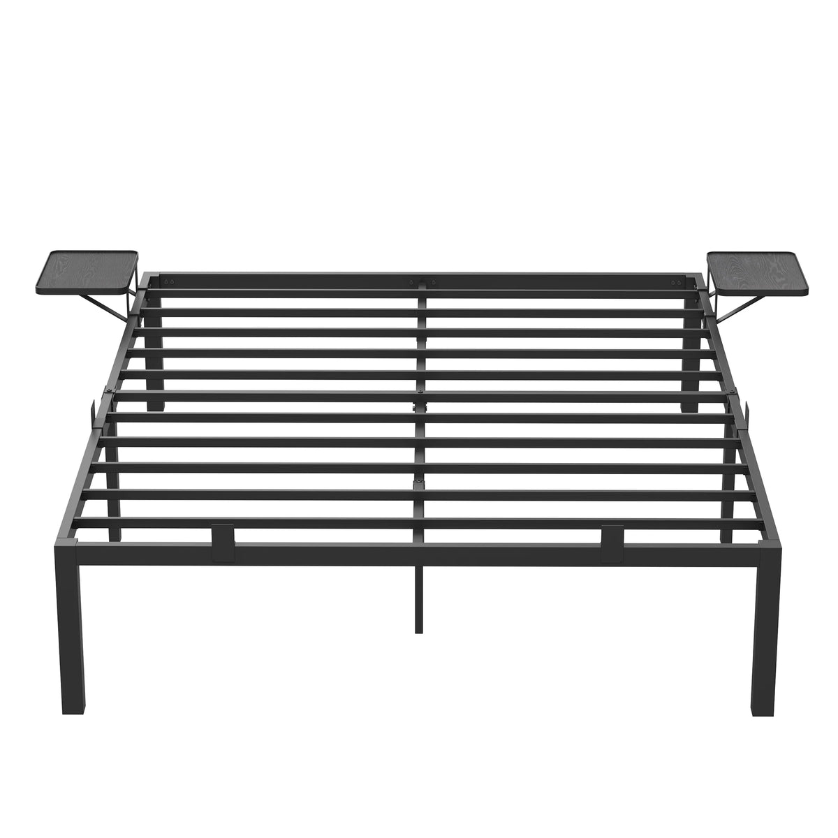 VASAGLE Single Bed Frame, Metal Bed Frame, with Bedside Shelves, Guest Bed Frame, for 90 x 190 cm Mattresses, Easy Assembly