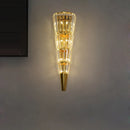 Design-Wandleuchte aus Kristall und goldfarbenem Edelstahl