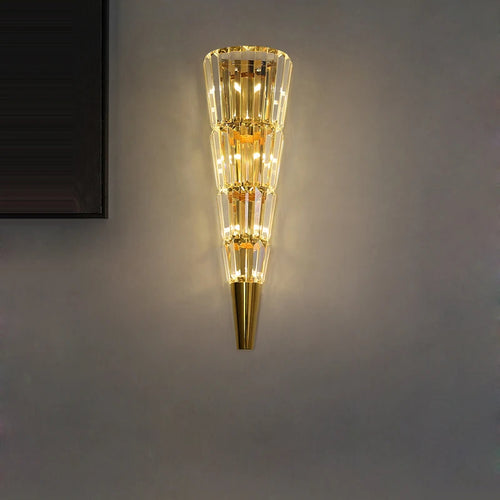 Design-Wandleuchte aus Kristall und goldfarbenem Edelstahl - vue 6 sur 23