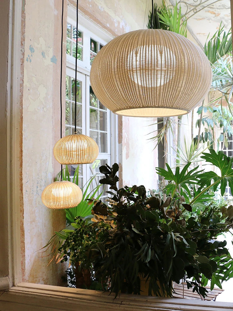plafonnier wabi sabi en rotin pour décoration moderne et élégante - vue 4 sur 12