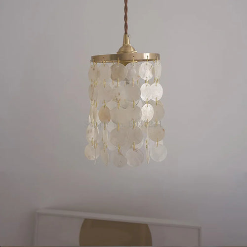 Suspension de luxe en cuivre avec coquillages naturels rétro