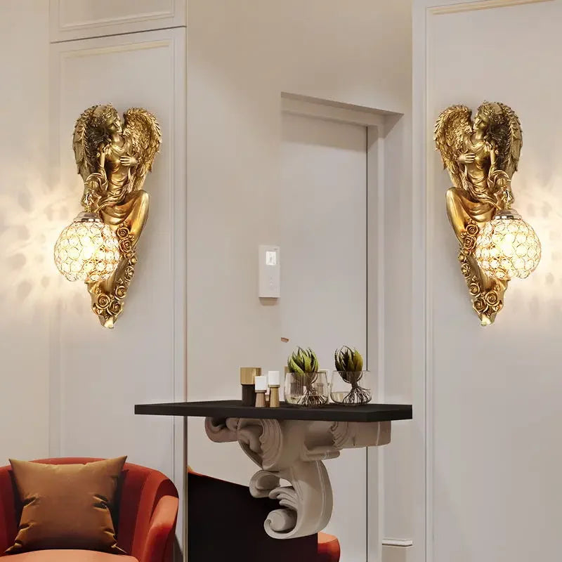 applique murale led moderne nordique ange sirène décorative en résine - vue 4 sur 9