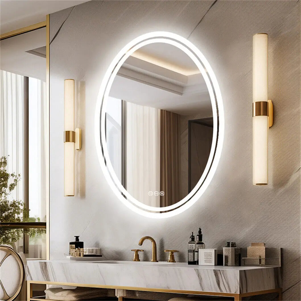 miroir oval lumineux avec fonction antibuée et éclairage ajustable - vue 3 sur 8