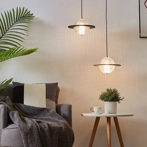 lustre moderne en verre style nordique soucoupe volante led