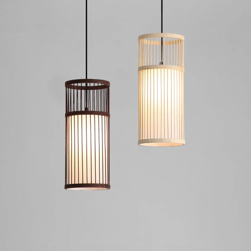 lustre bambou tissé main rotin osier - vue 2 sur 8