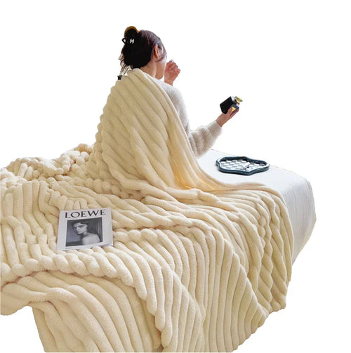 Plaid polaire épais doux style uni pour lit - vue 8 sur 7
