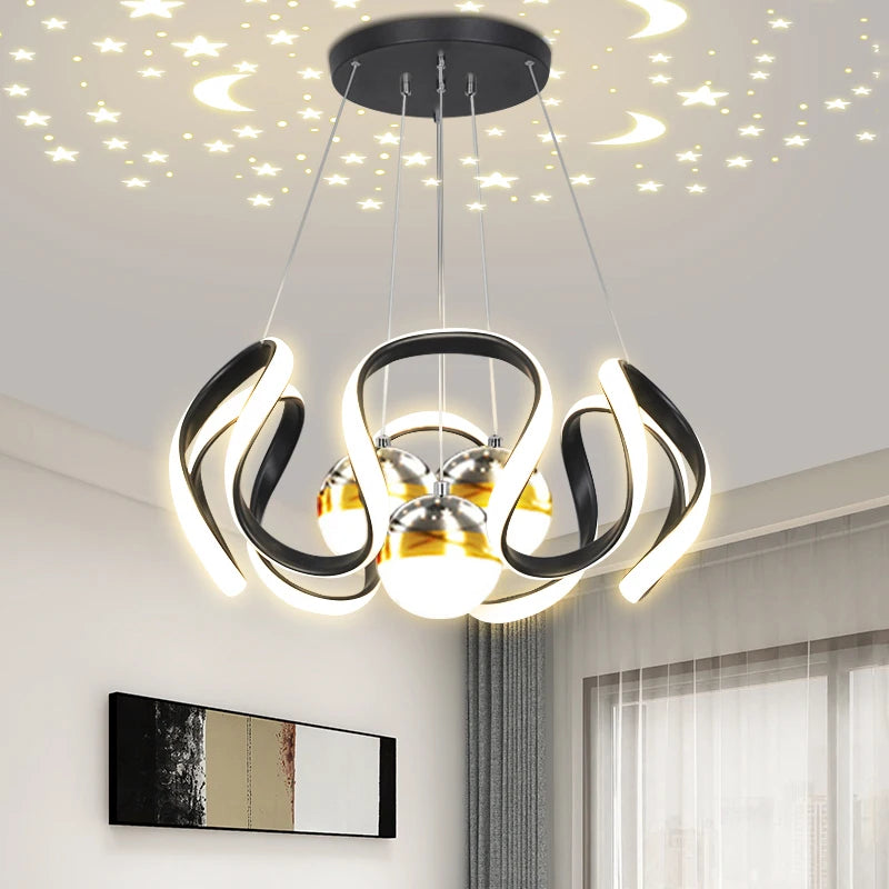 Moderner LED-Kronleuchter für stilvolle Wohnraumbeleuchtung - vue 3 sur 15