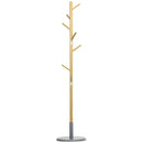 HOMCOM bamboo stand rack with 8 hooks Ø 37,8x175,6 cm Natural