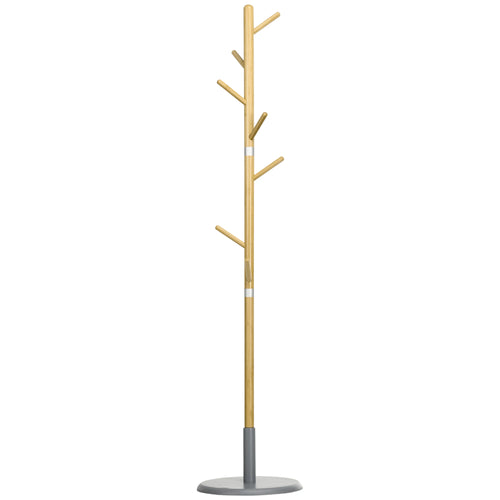 HOMCOM bamboo stand rack with 8 hooks Ø 37,8x175,6 cm Natural - vue 2 sur 7